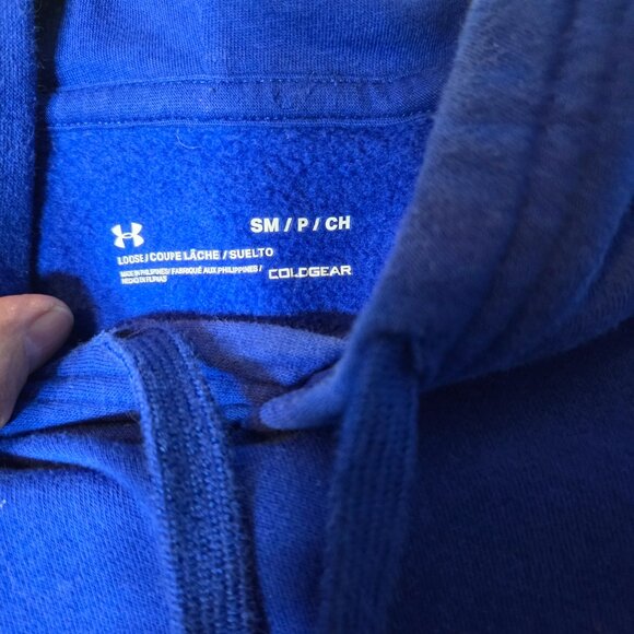 Under Armour Men's Loose Long Sleeve Blue ColdGear Hoodie Small S - Picture 6 of 9